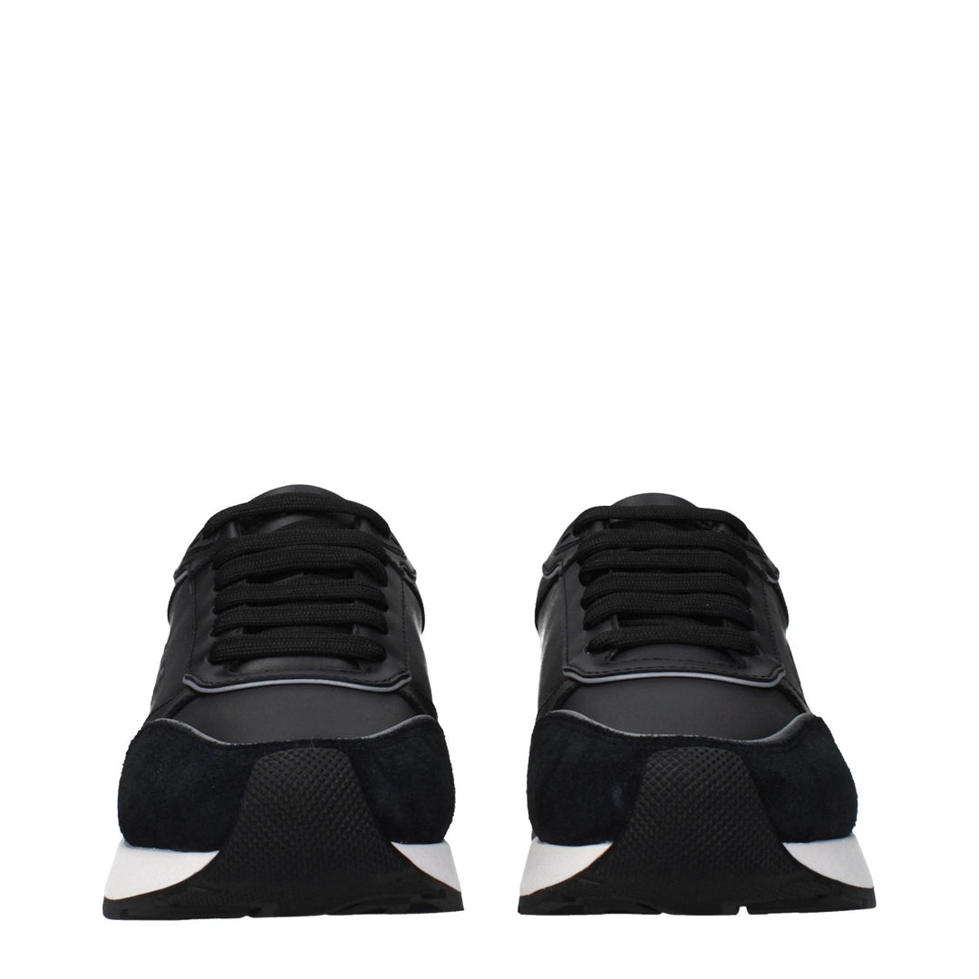 Versace Black Leather Low Top Sneakers