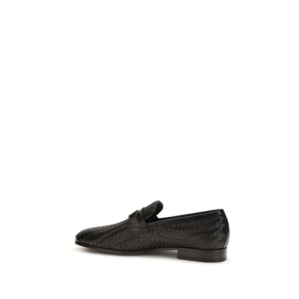 Ferragamo Brown Calf Leather Bos Taurus Slip-On Loafers