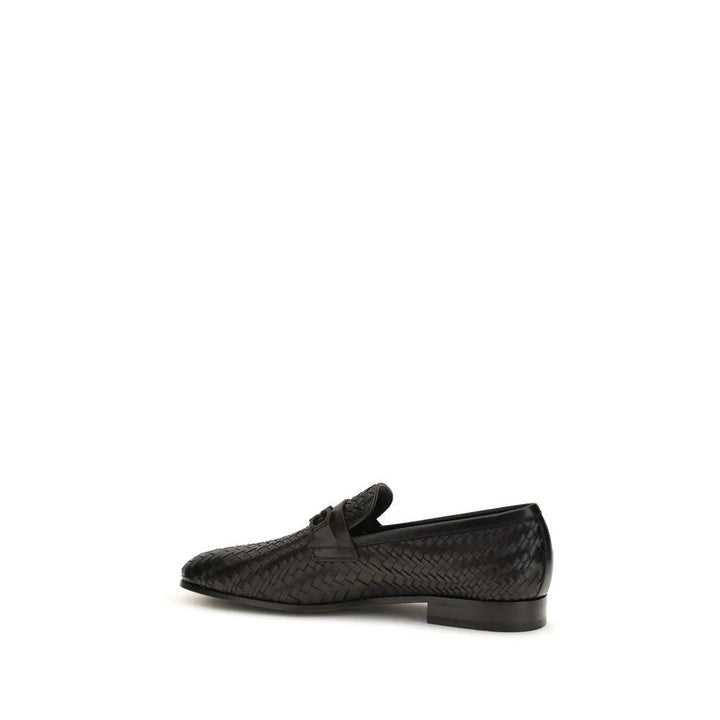 Ferragamo Brown Calf Leather Bos Taurus Slip-On Loafers