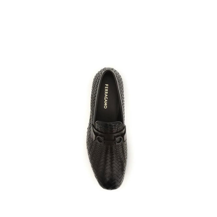Ferragamo Brown Calf Leather Bos Taurus Slip-On Loafers