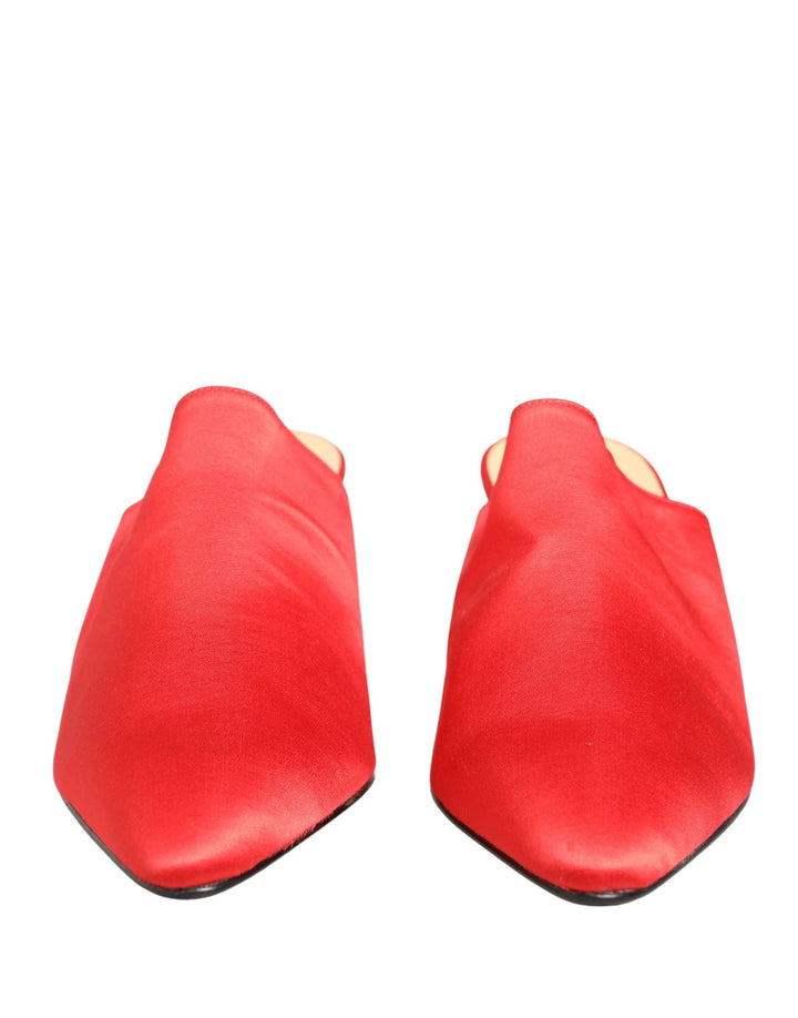 Dolce &amp; Gabbana Red Suede Heel Mule Shoes