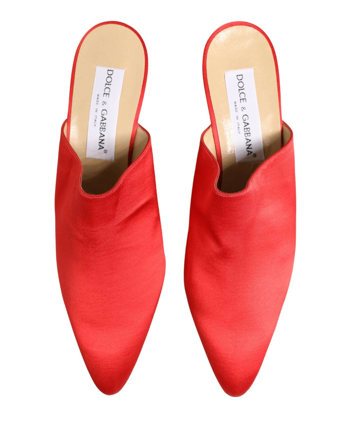 Dolce &amp; Gabbana Red Suede Heel Mule Shoes