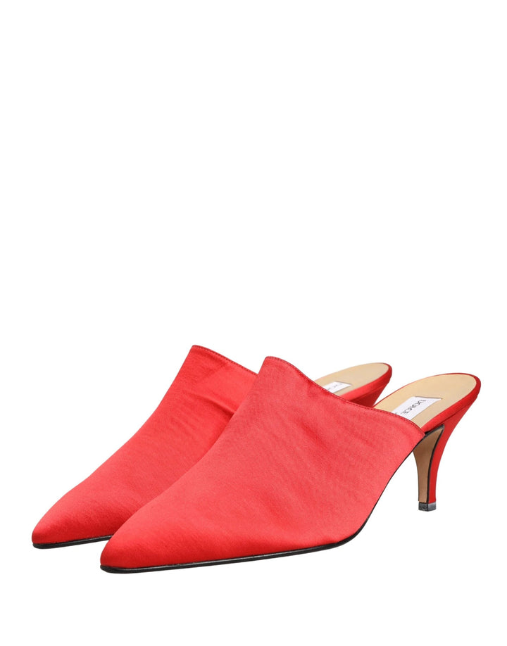 Dolce &amp; Gabbana Red Suede Heel Mule Shoes