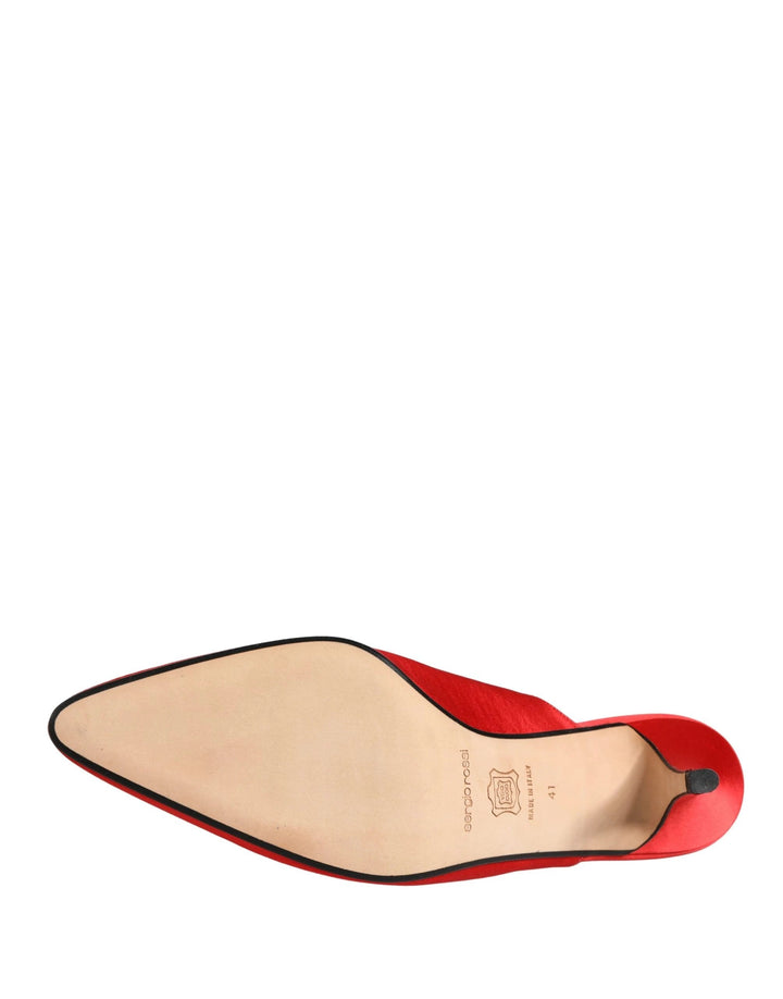 Dolce &amp; Gabbana Red Suede Heel Mule Shoes