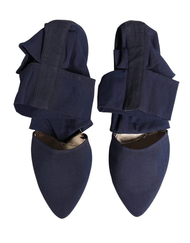 Dolce & Gabbana Blue Cotton Ankle Boots Shoes