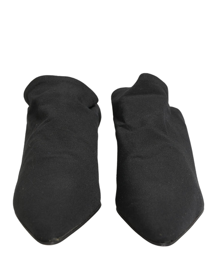 Dolce & Gabbana Black Suede Heel Mule Shoes