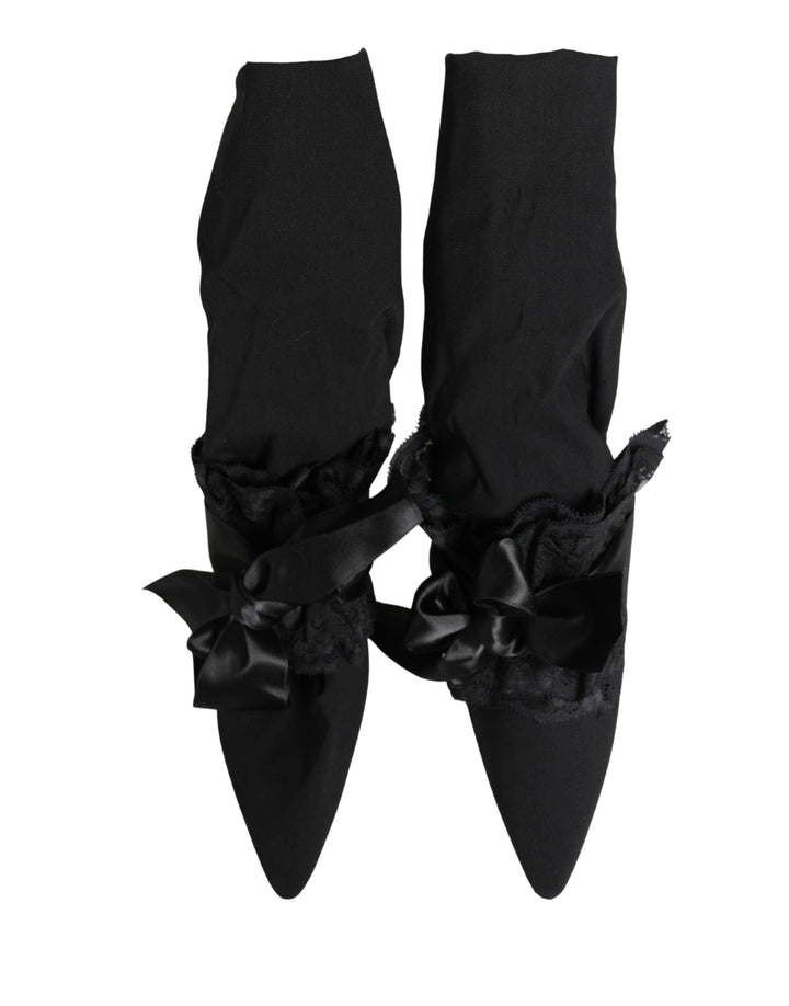 Dolce & Gabbana Black Suede Mid Calf Boots Shoes
