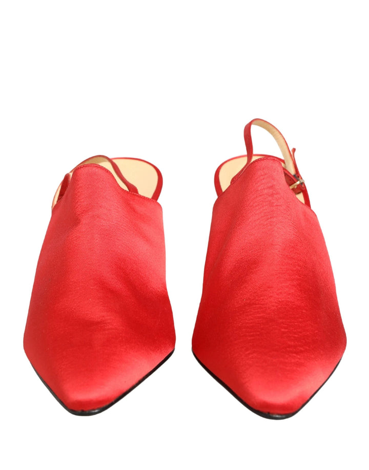 Dolce & Gabbana Red Suede Heel Slingback Shoes
