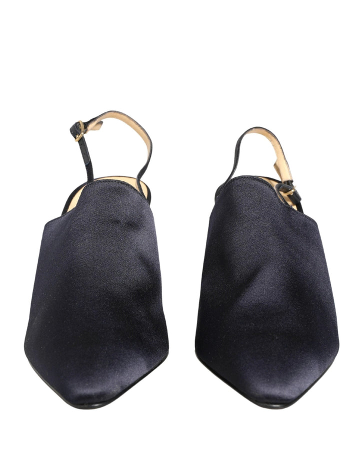 Dolce &amp; Gabbana Black Suede Heels Slingbacks Shoes