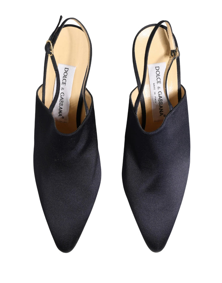Dolce &amp; Gabbana Black Suede Heels Slingbacks Shoes