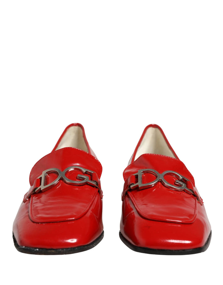 Dolce & Gabbana Red Patent Leather Moccasin Slip On Shoes