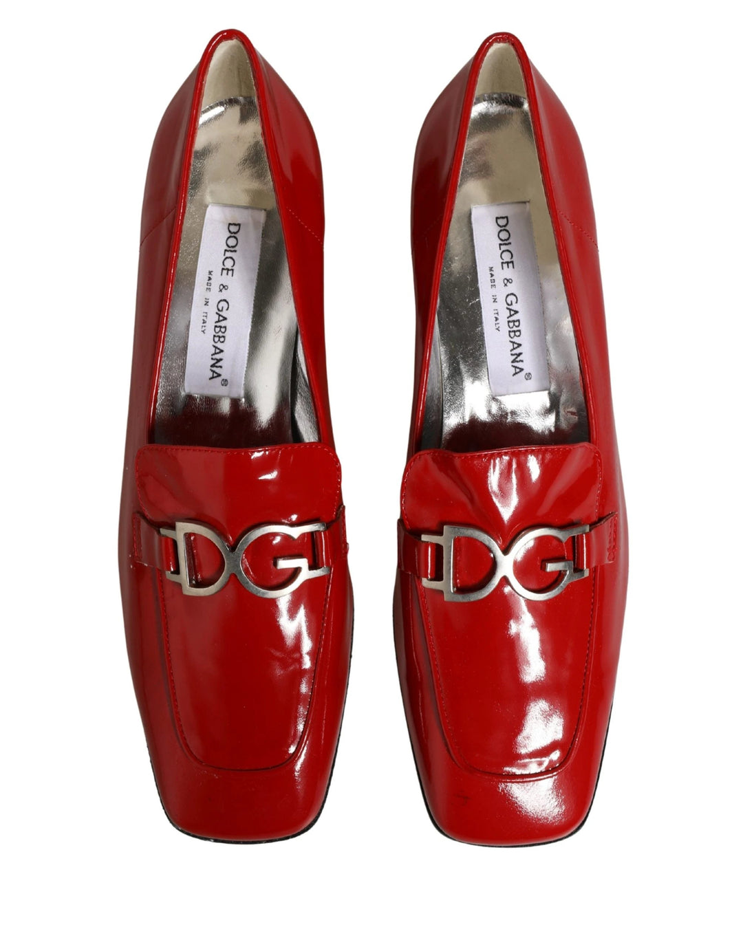 Dolce & Gabbana Red Patent Leather Moccasin Slip On Shoes