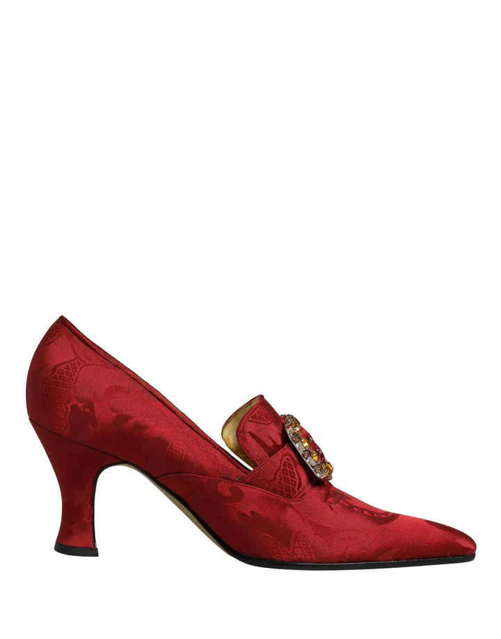 Dolce & Gabbana Red Brocade Crystal High Heel Pumps Shoes