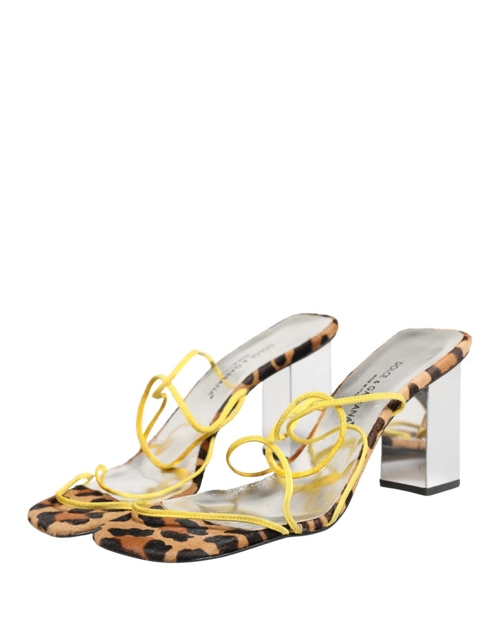 Dolce &amp; Gabbana Multicolor Leather Block Heels Sandals Shoes