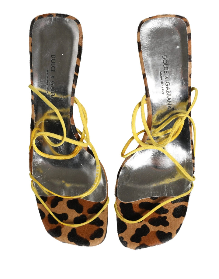 Dolce &amp; Gabbana Multicolor Leather Block Heels Sandals Shoes