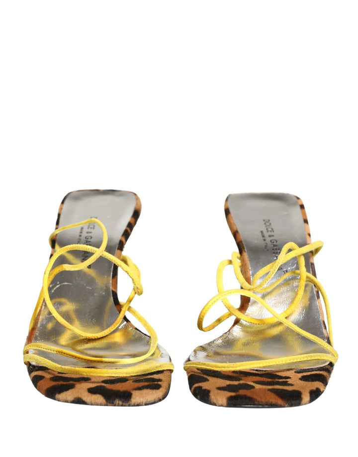 Dolce &amp; Gabbana Multicolor Leather Block Heels Sandals Shoes