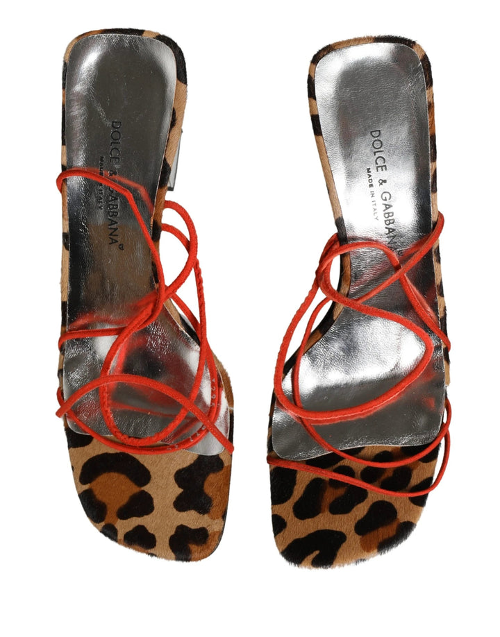 Dolce &amp; Gabbana Multicolor Leather Block Heels Sandals Shoes