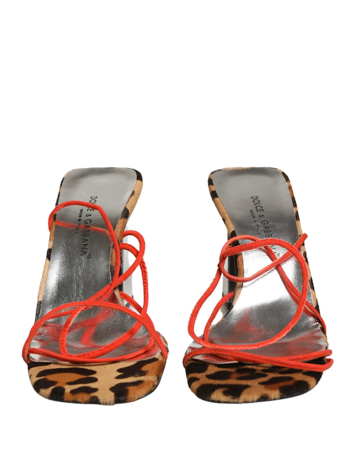 Dolce &amp; Gabbana Multicolor Leather Block Heels Sandals Shoes