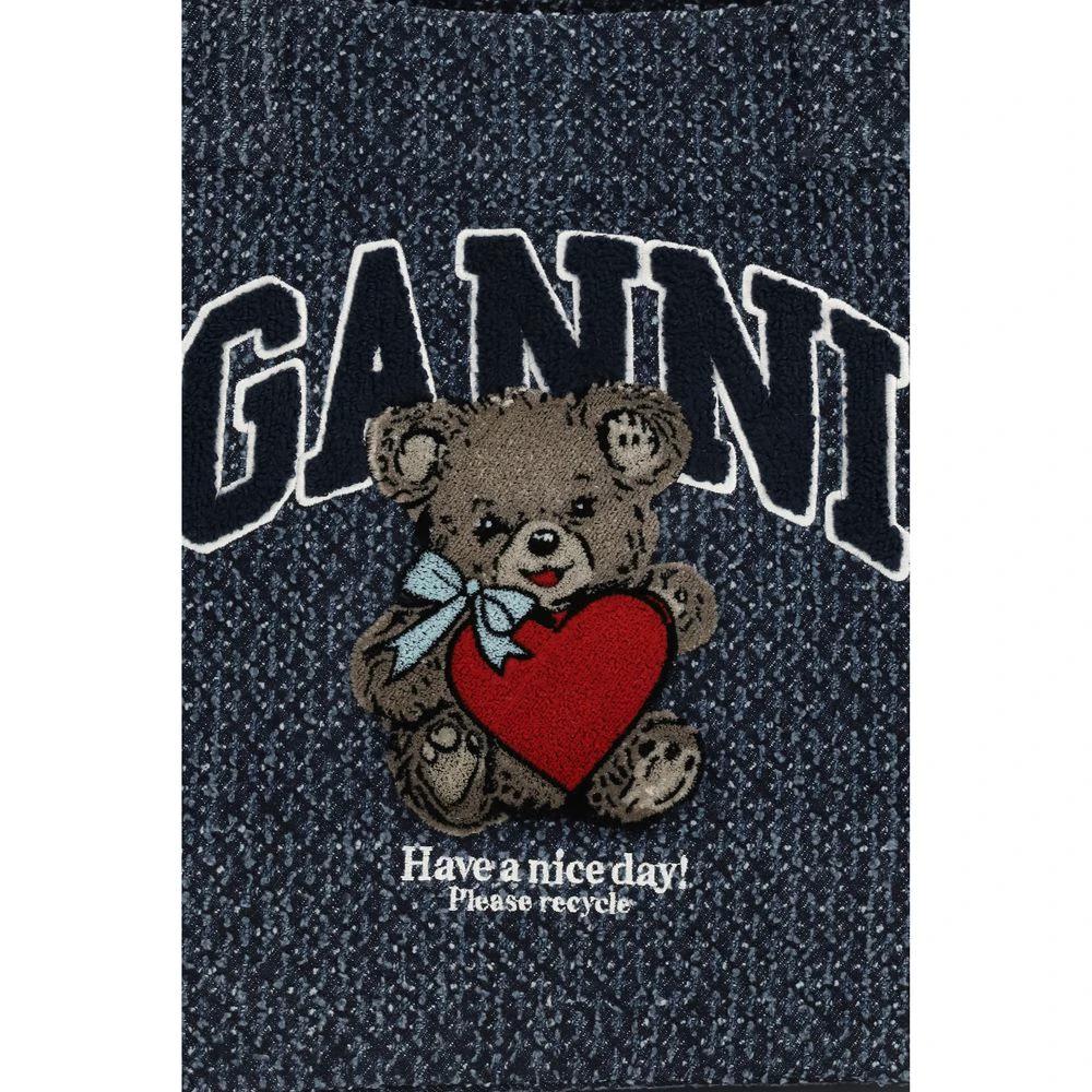 Ganni Blue Cotton Shoulder Bag