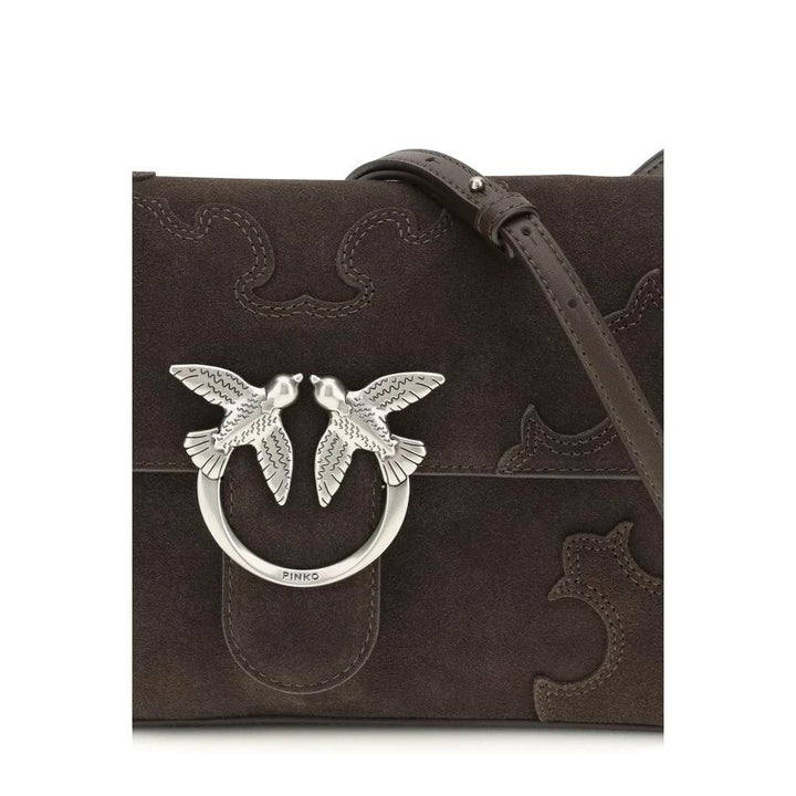 PINKO Brown Calf Leather Bos Taurus Shoulder Bag