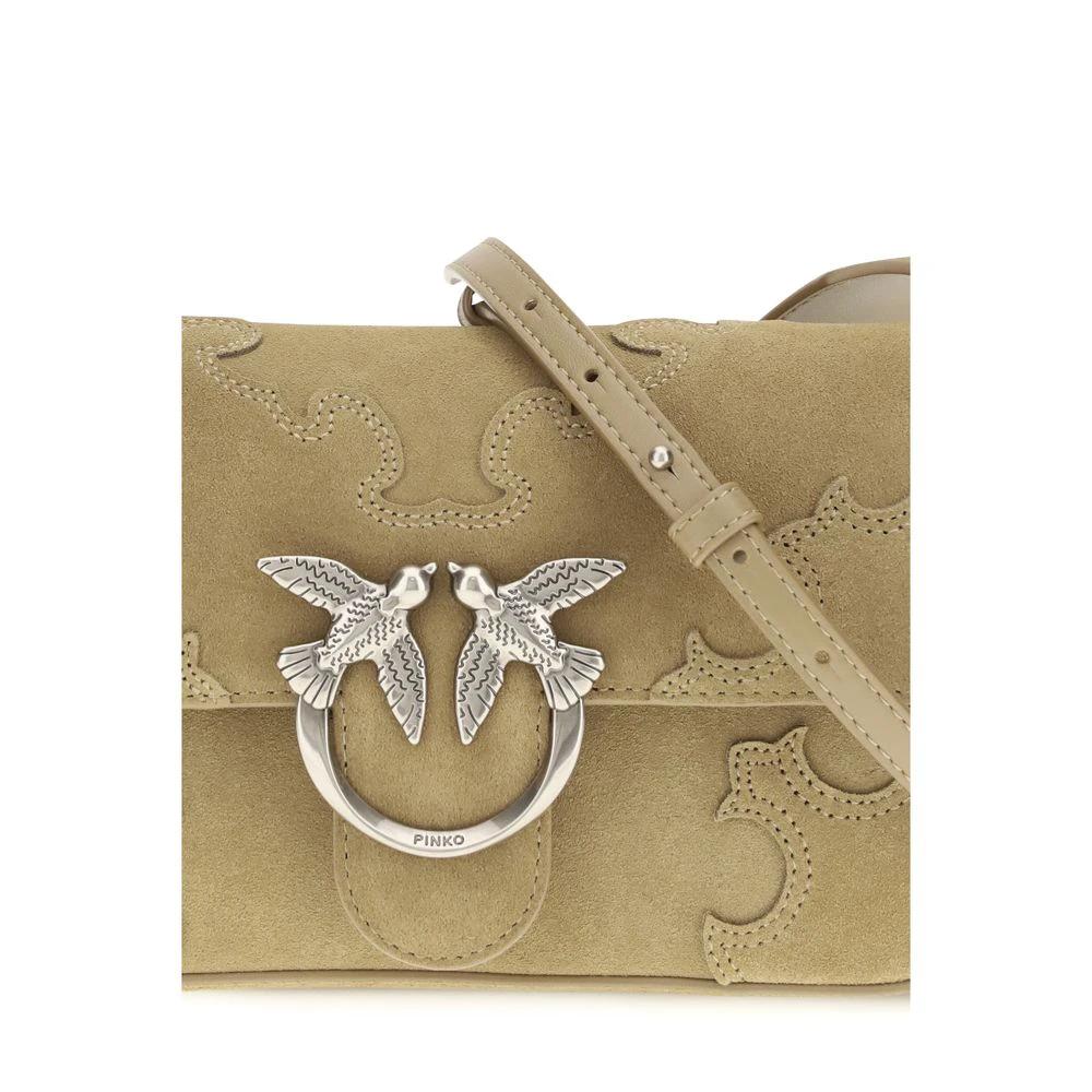 PINKO Beige Calf Leather Bos Taurus Shoulder Bag