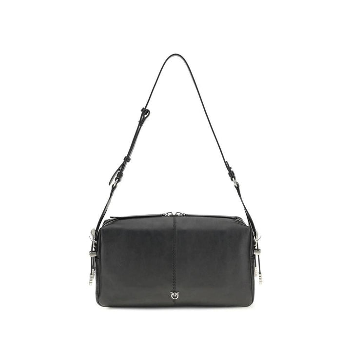 PINKO Black Calf Leather Bos Taurus Shoulder Bag