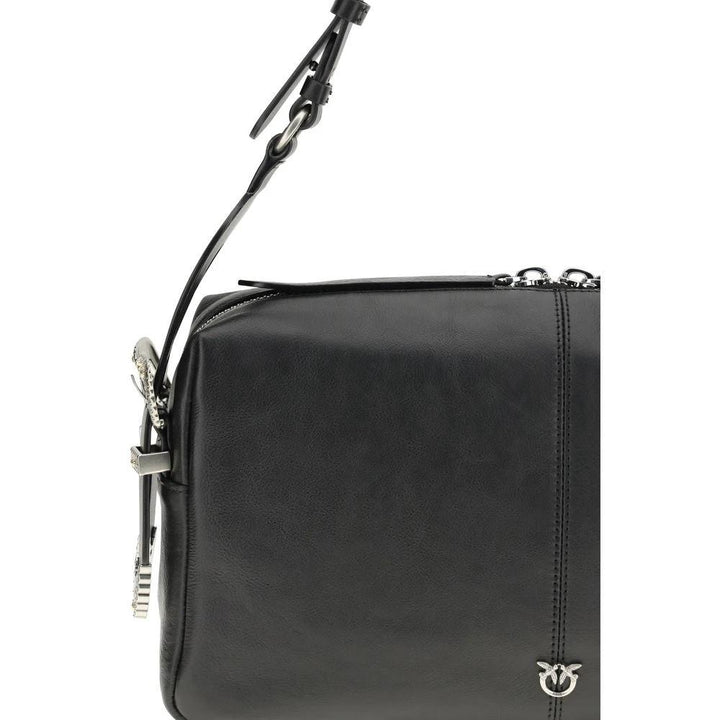 PINKO Black Calf Leather Bos Taurus Shoulder Bag