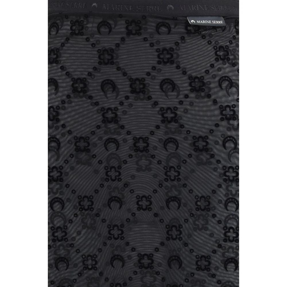 Marine Serre Black Recycled Polyamide Midi Skirt