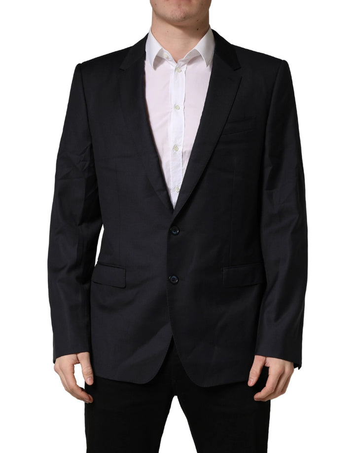 Dolce & Gabbana Black Wool Slim Fit Coat Men Jacket Blazer