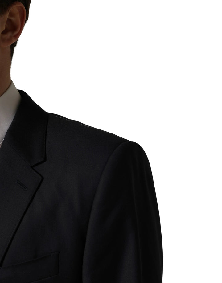 Dolce & Gabbana Black Wool Slim Fit Coat Men Jacket Blazer