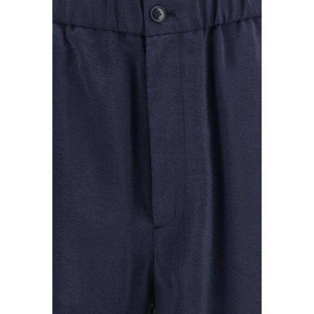 Giorgio Armani Blue Silk Casual Pants