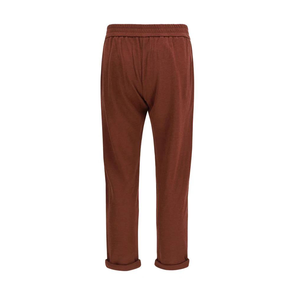 Brunello Cucinelli Bordeaux Cotton Casual Pants