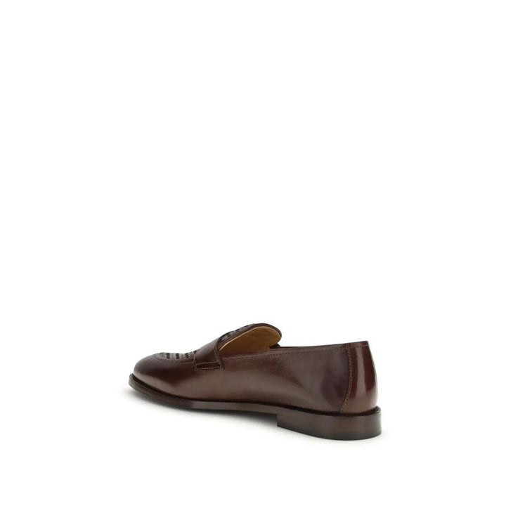 Brunello Cucinelli Brown Calf Leather Bos Taurus Slip-On Loafers