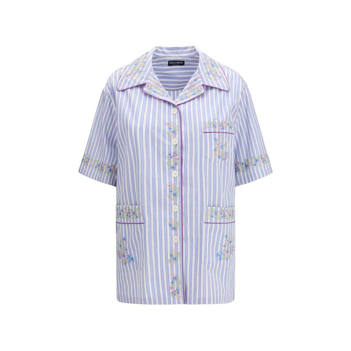 Dolce & Gabbana Blue Cotton Pattern Shirt