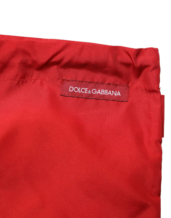Dolce & Gabbana Red Polyester Men Drawstring Shorts Swimwear