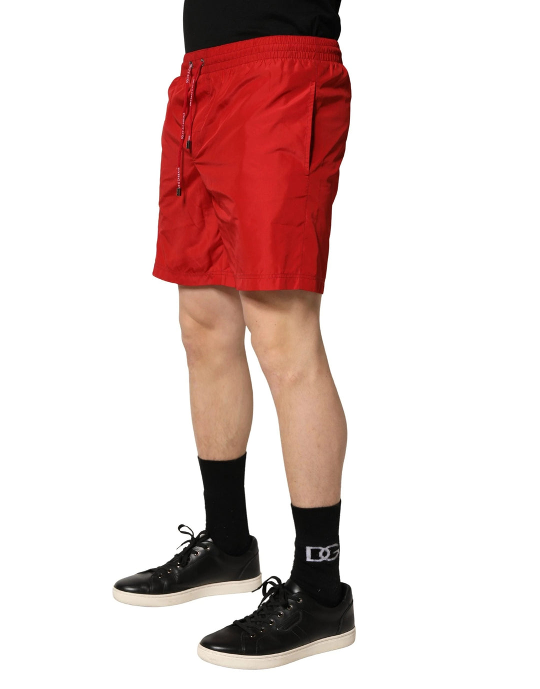 Dolce & Gabbana Red Polyester Men Drawstring Shorts Swimwear