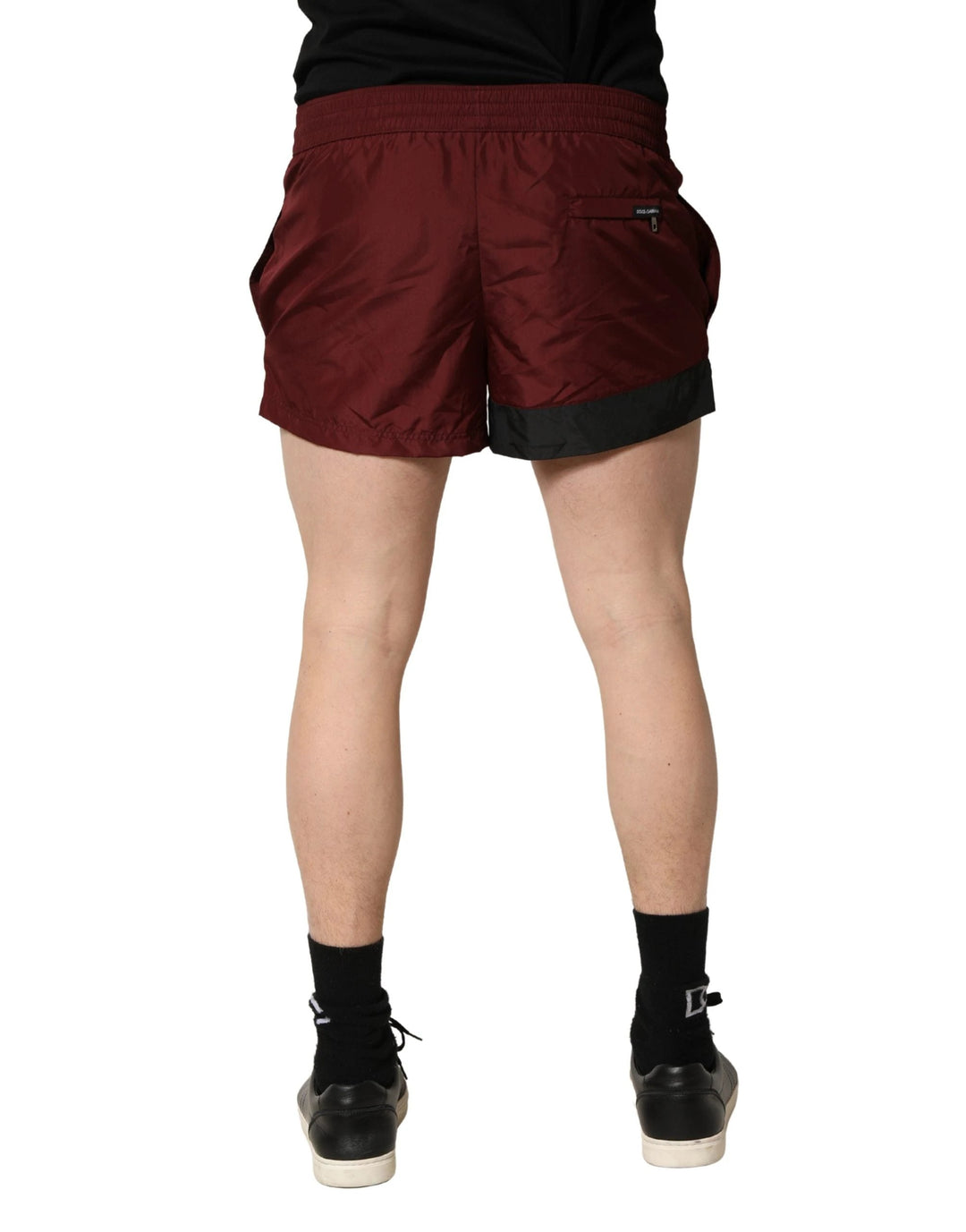 Dolce & Gabbana Maroon Polyester Drawstring Shorts Swimwear