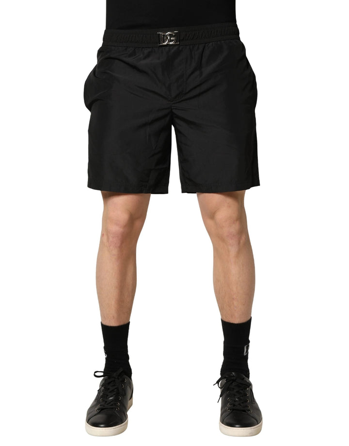 Dolce & Gabbana Black Polyester Elastic Waist Shorts Swimwear