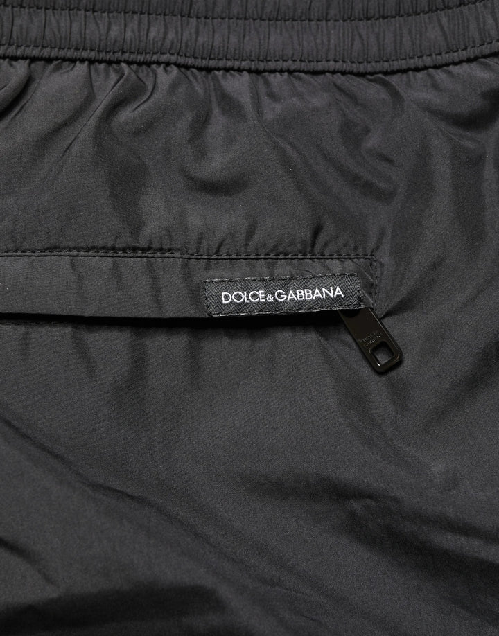 Dolce & Gabbana Black Polyester Drawstring Men Shorts Swimwear