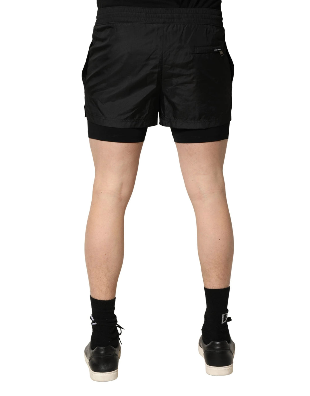 Dolce & Gabbana Black Polyester Drawstring Men Shorts Swimwear