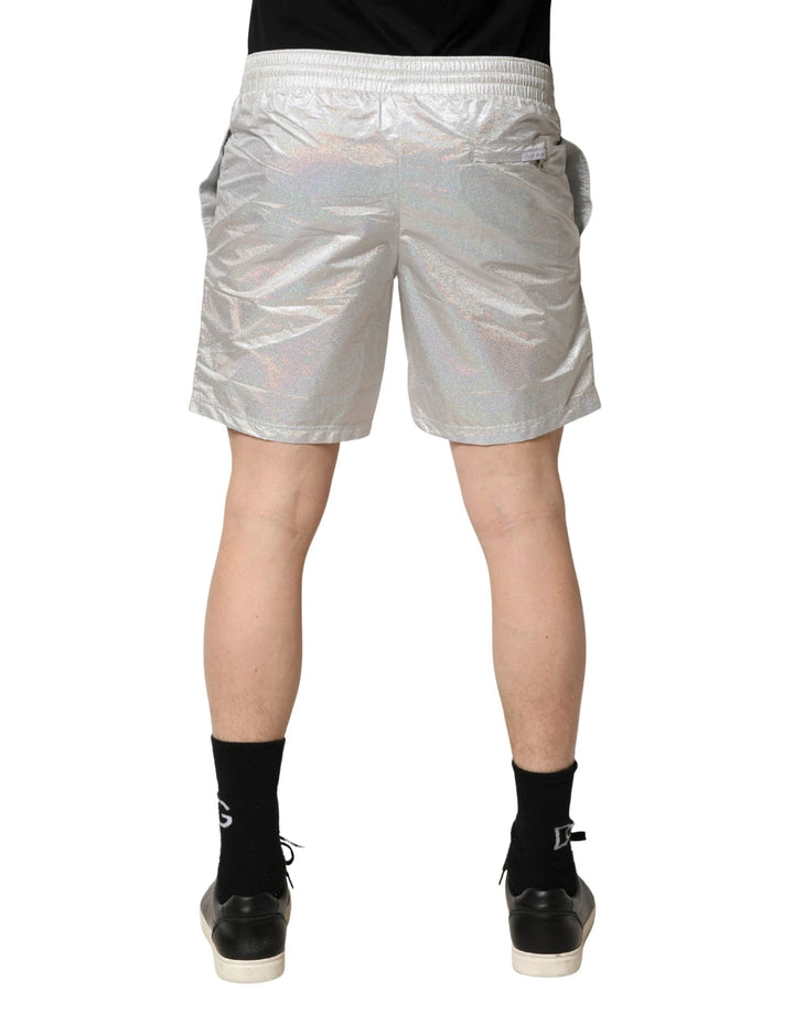 Dolce & Gabbana Silver Polyester Drawstring Men Shorts Swimwear