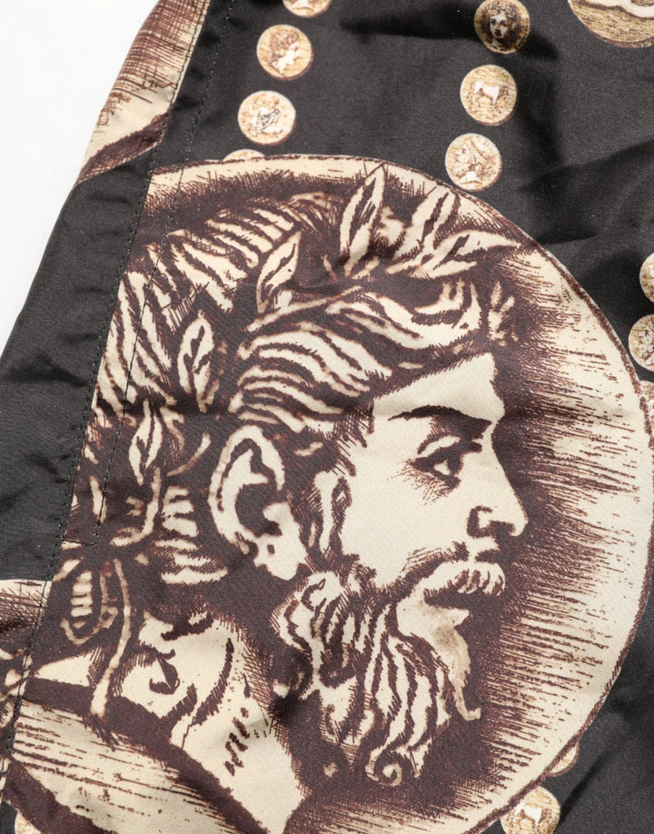 Dolce & Gabbana Black Roman Coin Print Swim Shorts Swimwear