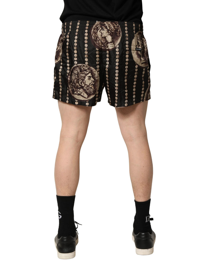 Dolce & Gabbana Black Roman Coin Print Swim Shorts Swimwear