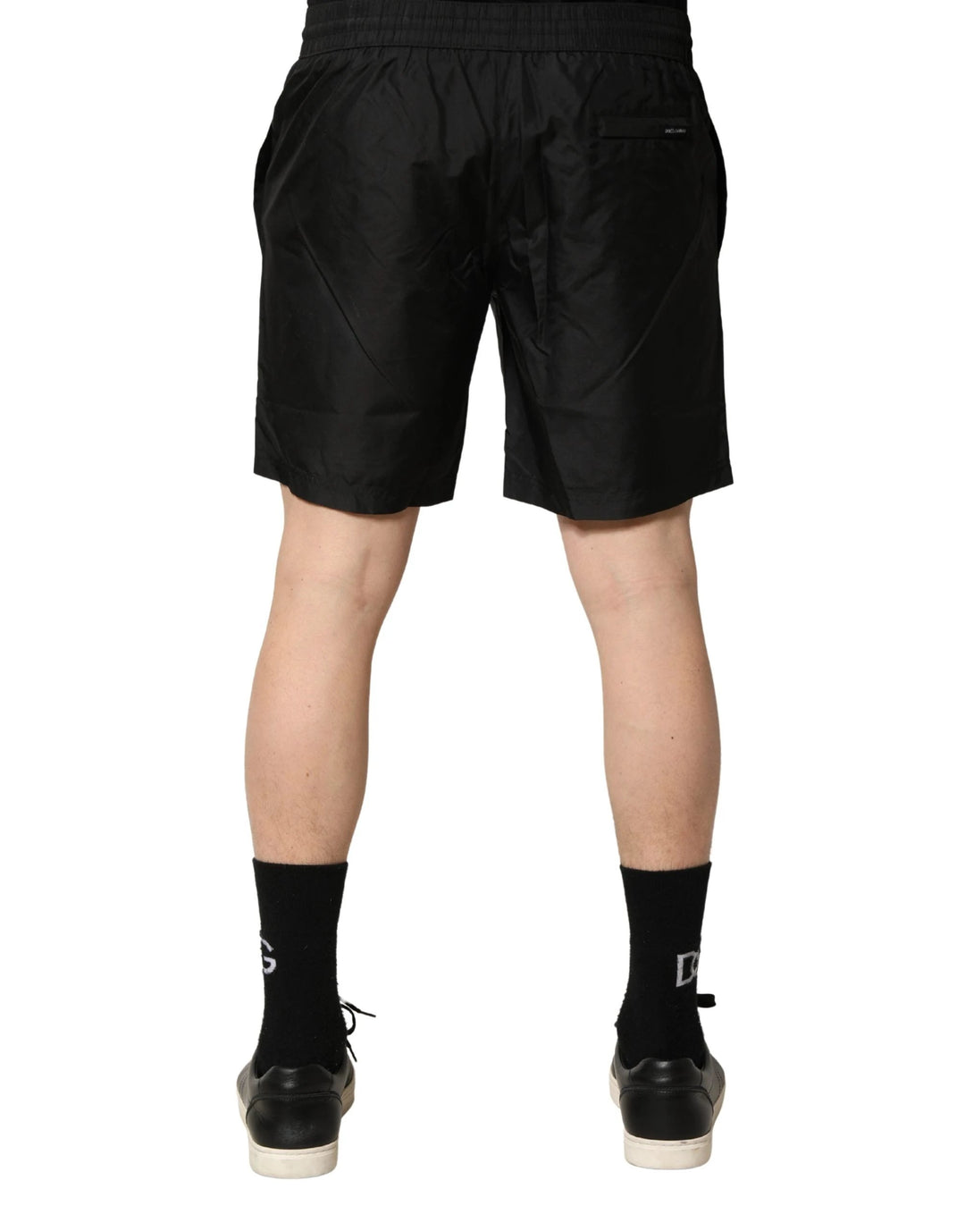 Dolce & Gabbana Black Polyester Drawstring Men Shorts Swimwear