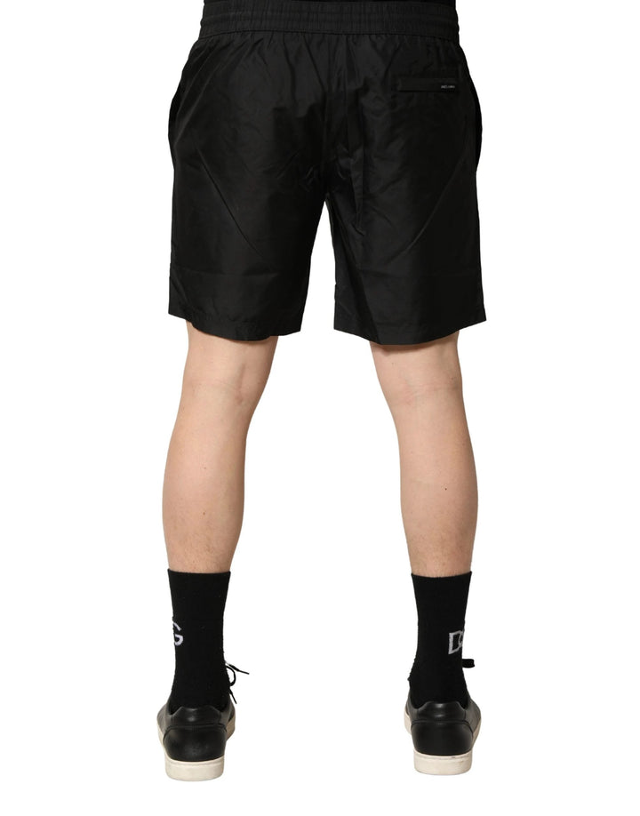 Dolce & Gabbana Black Polyester Drawstring Men Shorts Swimwear
