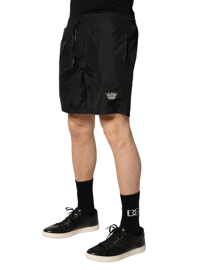 Dolce & Gabbana Black Polyester Drawstring Men Shorts Swimwear