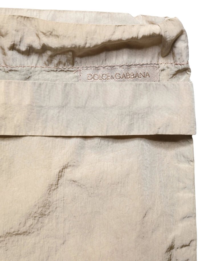 Dolce &amp; Gabbana Brown Nylon Drawstring Swim Shorts Swimwear