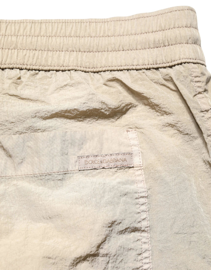 Dolce &amp; Gabbana Brown Nylon Drawstring Swim Shorts Swimwear