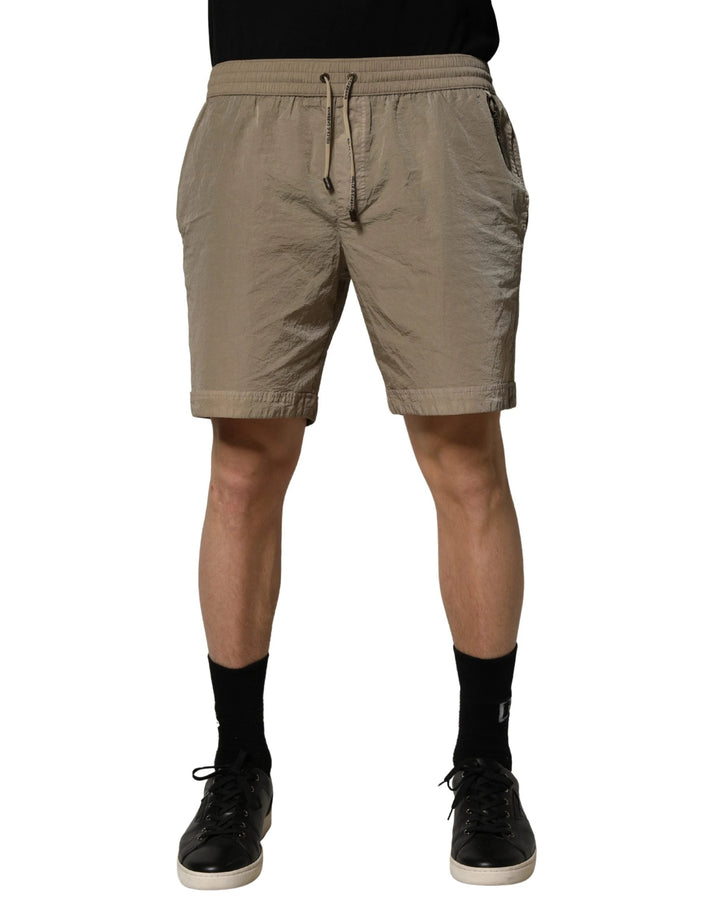 Dolce &amp; Gabbana Brown Nylon Drawstring Swim Shorts Swimwear