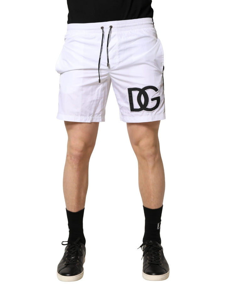 Dolce & Gabbana White Drawstring Men Swim Shorts Swimwear